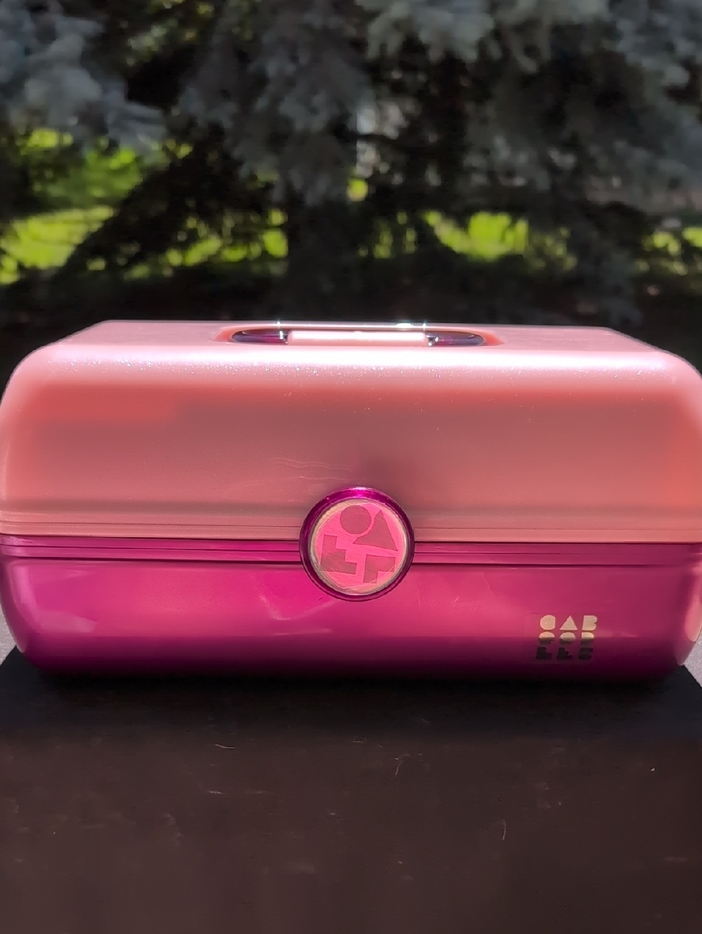 Bright Pink Two-Tone Cosmetic Case
